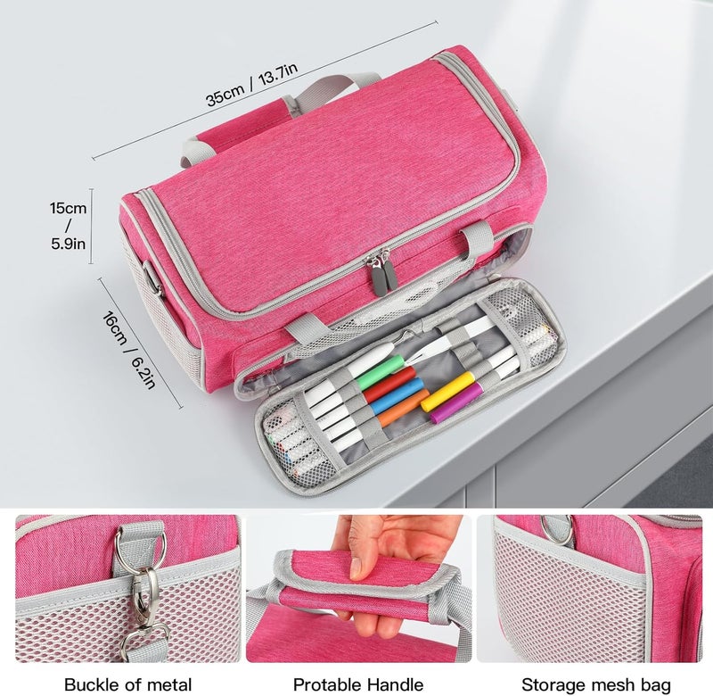 LEFORZ Carrying Case Compatible with Cricut Joy Xtra Smart Cutting Machine(13.7''L x 6.2''W x 5.9''H),Protable Storage Bag with Shoulder Strap Fits for Cricut Joy Xtra Accessories,Cricut Tools,Rose Red - Image 3